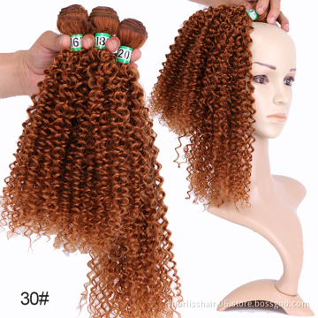 Wholesale Hot Sale Natural 16''18''20''Ombre  Afro Jerry Curl Bundles Hair Weft Synthetic Hair Weave Bundles Extension For Woman